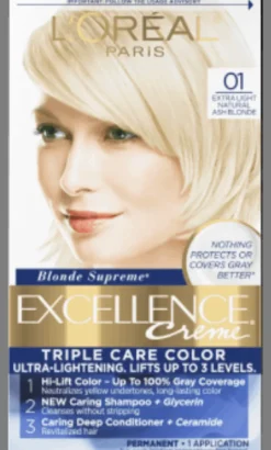 L'Oreal Crème Permanent Triple Care Hair Color 01 Extra Light Ash Blonde Fashion
