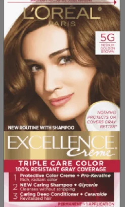 L'Oreal Crème Permanent Triple Care Hair Color 5G Medium Golden Brown Fashion