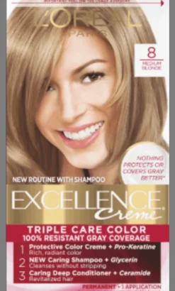 L'Oreal Crème Permanent Triple Care Hair Color 8 Medium Blonde Hot
