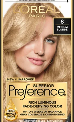 L'Oreal Fade-Defying Shine Permanent Hair Color 8 Medium Blonde Online