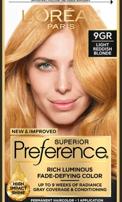L'Oreal Fade-Defying Shine Permanent Hair Color 9GR Light Reddish Blonde Best
