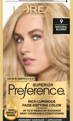 L'Oreal Fade-Defying Shine Permanent Hair Color 9 Natural Blonde New
