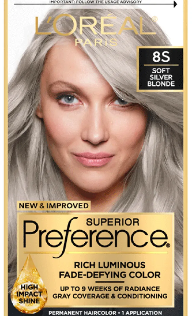 L'Oreal Fade-Defying Shine Permanent Hair Color Soft Silver Blonde 8S Outlet