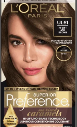 L'Oreal Fade-Defying Shine Permanent Hair Color UL61 Hi-Lift Ash Brown Fashion