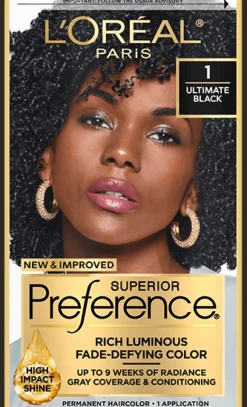 L'Oreal Fade-Defying Shine Permanent Hair Color 1 Ultimate Black Online