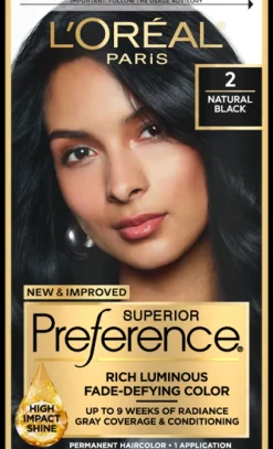 L'Oreal Fade-Defying Shine Permanent Hair Color 2 Natural Black Hot