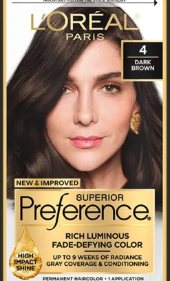 L'Oreal Fade-Defying Shine Permanent Hair Color 4 Dark Brown Sale