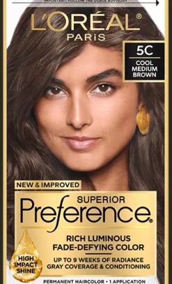 L'Oreal Fade-Defying Shine Permanent Hair Color 5C Cool Medium Brown Sale