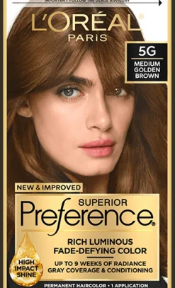 L'Oreal Fade-Defying Shine Permanent Hair Color 5G Medium Golden Brown Best