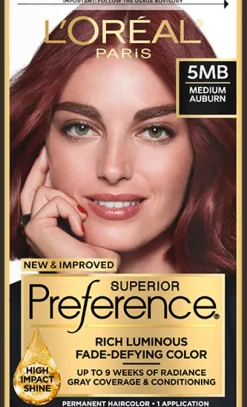 L'Oreal Fade-Defying Shine Permanent Hair Color 5MB Medium Auburn Brown Clearance