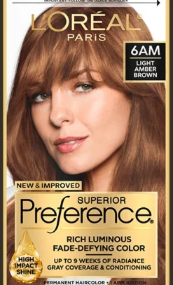 L'Oreal Fade-Defying Shine Permanent Hair Color 6AM Light Amber Brown Online