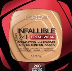 L'Oreal Up to 24H Fresh Wear Foundation in a Powder Golden Sun New